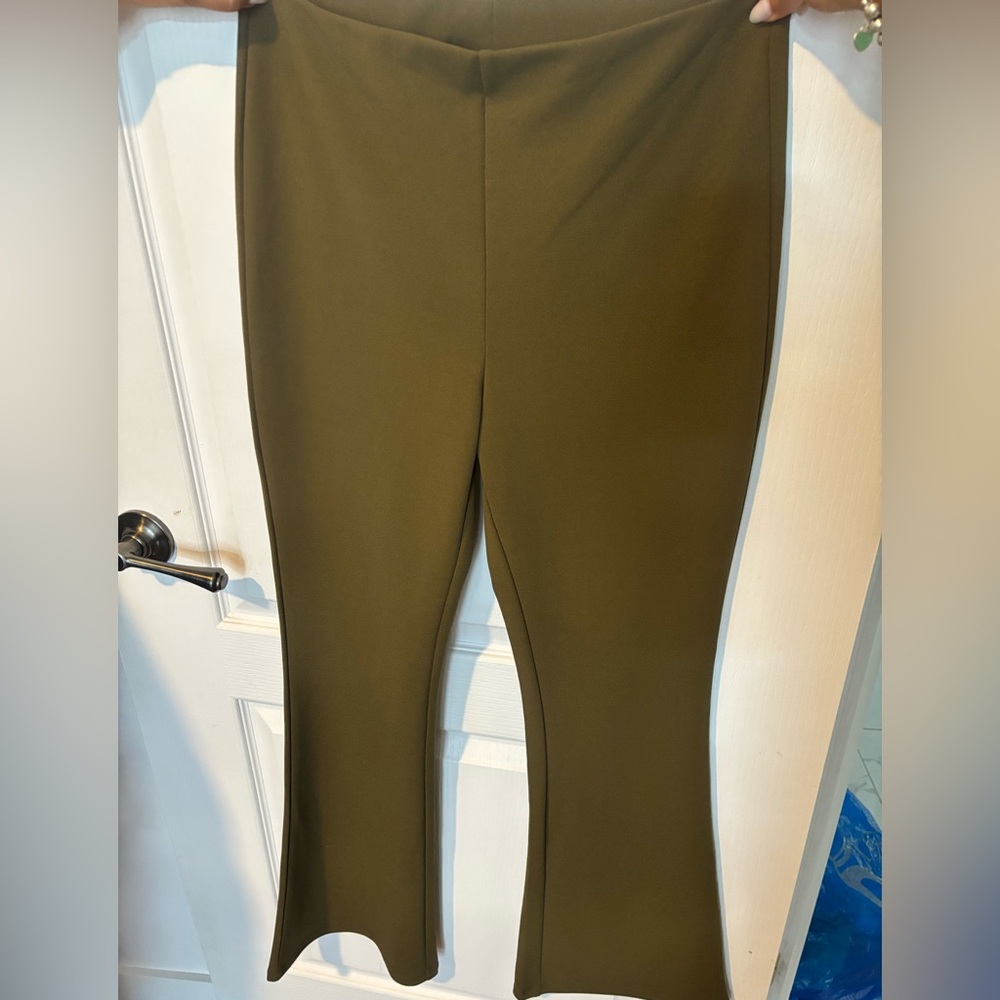 H&M Khaki Wide-Leg Trousers